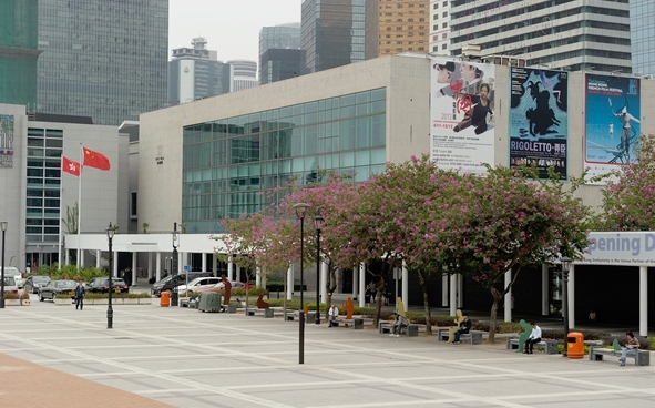 City Hall is embellished with colourful & bushy trees.